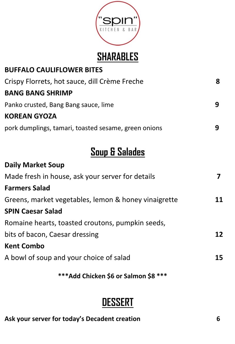 Lounge Menu