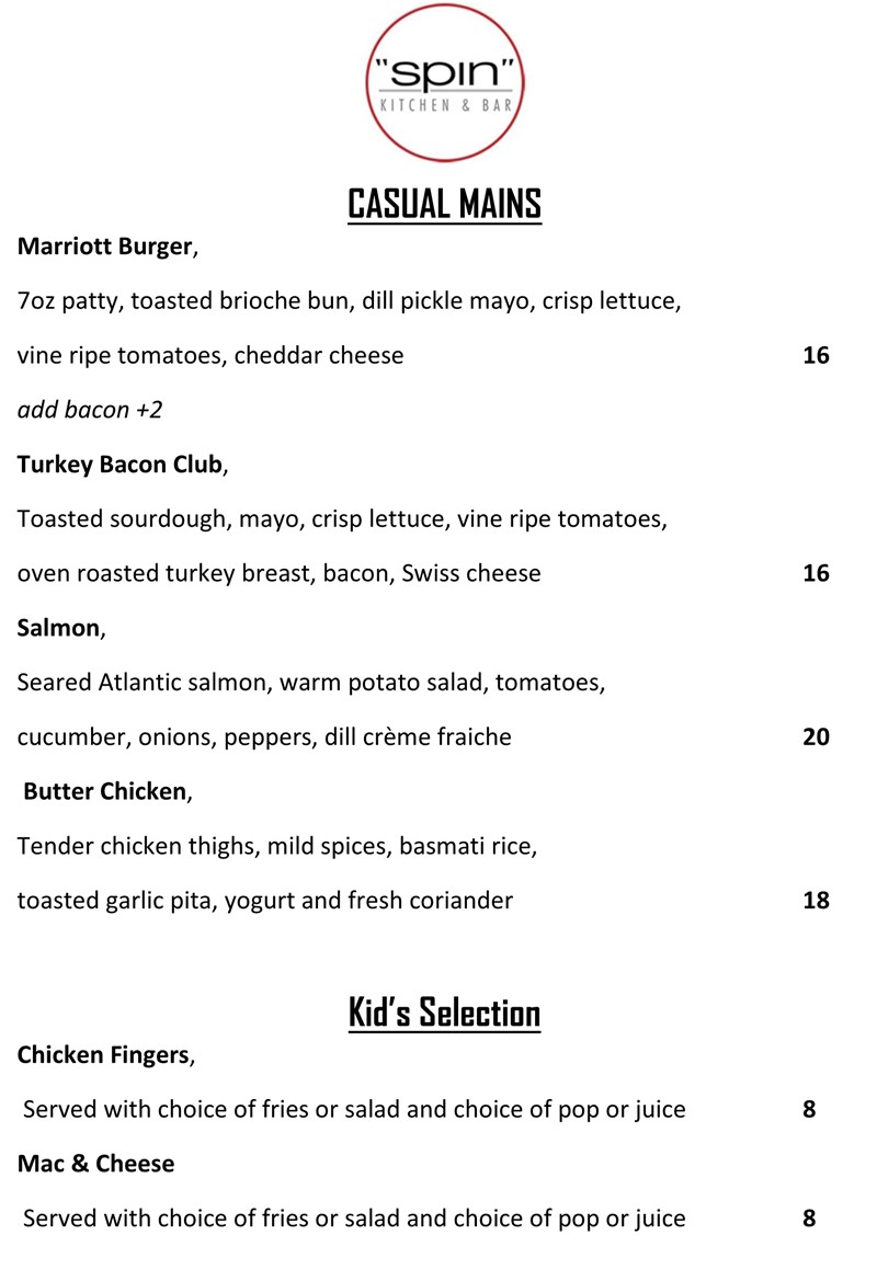 Lounge Menu