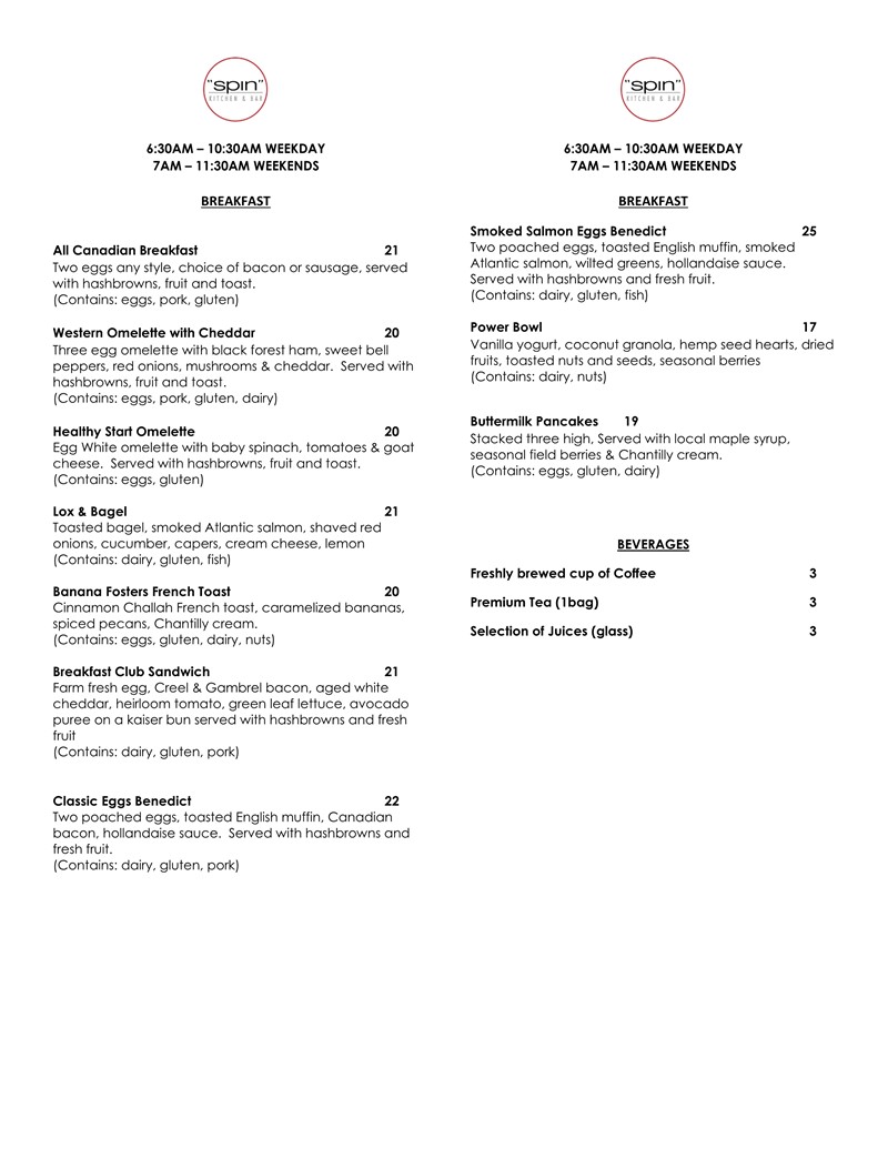 Breakfast Menu breakfast-menu